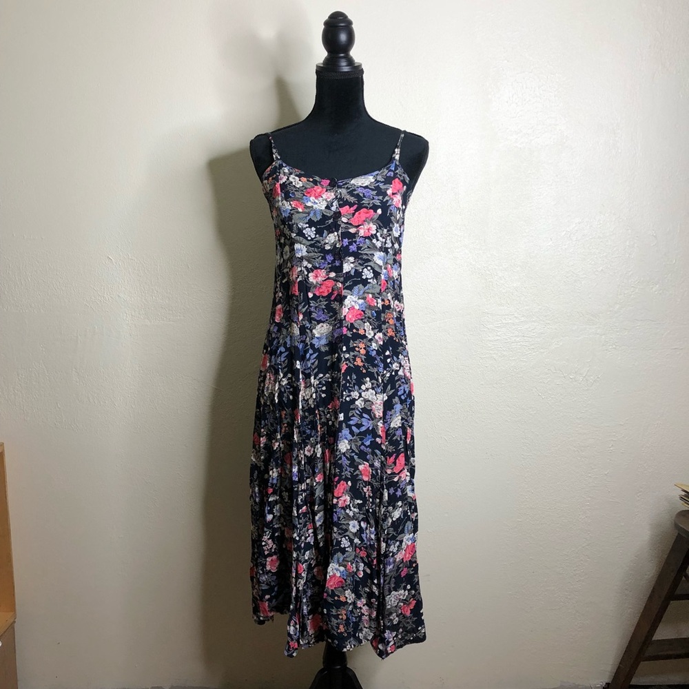 VTG floral button down midi dress
